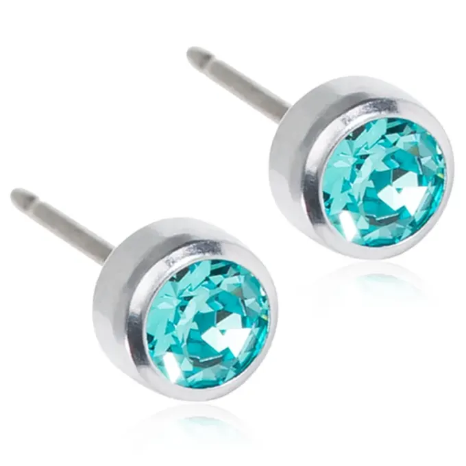 Blomdahl Örhängen Bezel Turquoise 5 mm Blomdahl