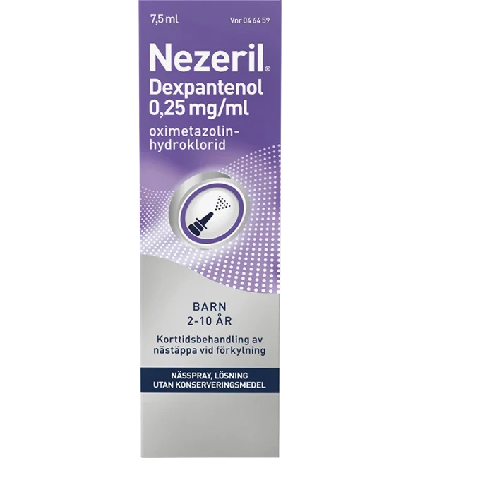 Nezeril Dexpantenol Nässpray, lösning 0,25mg/ml, 7,5ml Nezeril