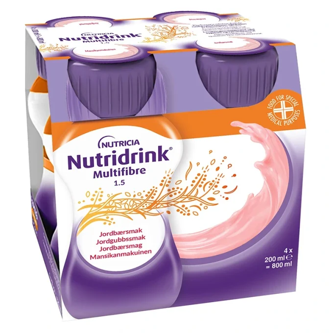 Nutridrink Multi Fibre Jordgubb 4x200ml Nutridrink