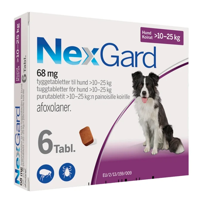 NEXGARD för hund >10-25 kg Tuggtablett 68mg Blister, 3tabletter 