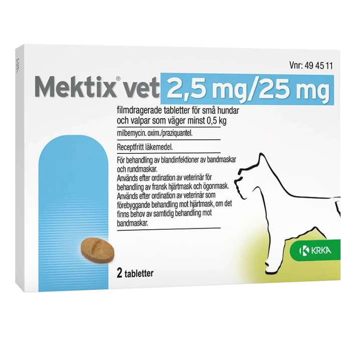 Mektix vet Filmdragerad tablett 2,5mg/25mg Blister, 2tabletter Mektix vet