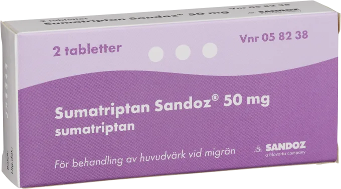 Sumatriptan Sandoz filmdragerad tablett 50 mg 2 st Sandoz