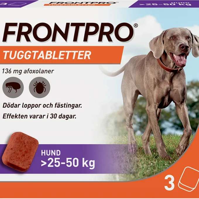 FRONTPRO 136 mg tuggtabletter för hund >25-50 kg 3 st Frontpro