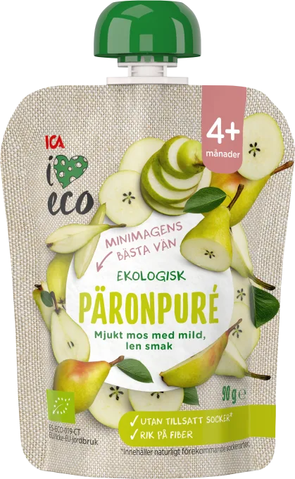 ICA I Love Eco Päronpuré 90 g ICA I Love Eco