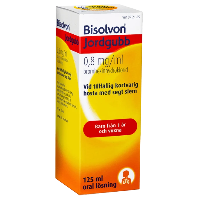 Bisolvon oral lösning jordgubb 0,8 mg/ml 125 ml Bisolvon