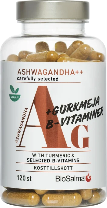 BioSalma Ashwagandha + Gurkmeja, B-vitaminer 120 kapslar BioSalma