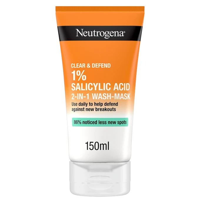 Neutrogena Clear & Defend 1% Salicylic Acid 2-in-1 Wash Mask 150 ml Neutrogena