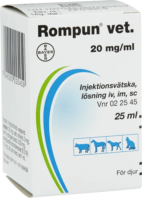 Rompun® vet. Injektionsvätska, lösning 20mg/ml Injektionsflaska, 25ml 