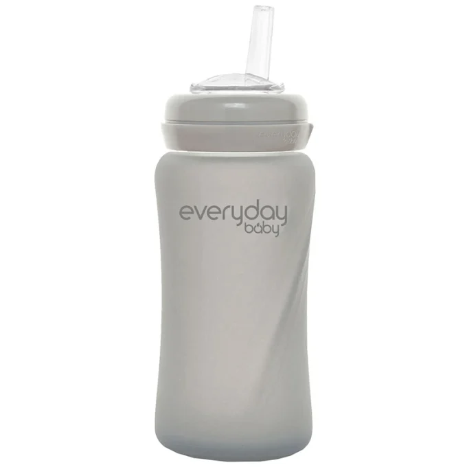 Everyday Baby Sugrörsflaska Glas Healthy + Quiet Grey 240 ml Everyday Baby