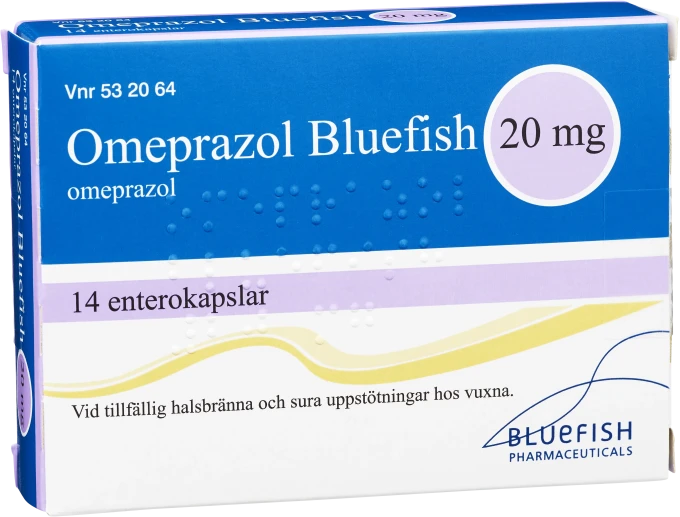 Omeprazol Bluefish 20 mg, 14 kapslar Bluefish
