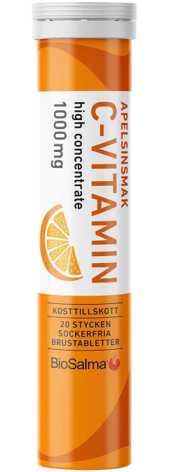BioSalma C-vitamin 1000 mg Apelsin 20 brustabletter BioSalma