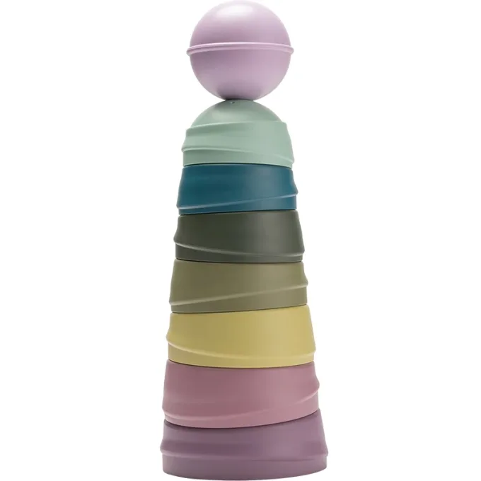 BIBS Wobbly Tower Bright Rainbow Bibs