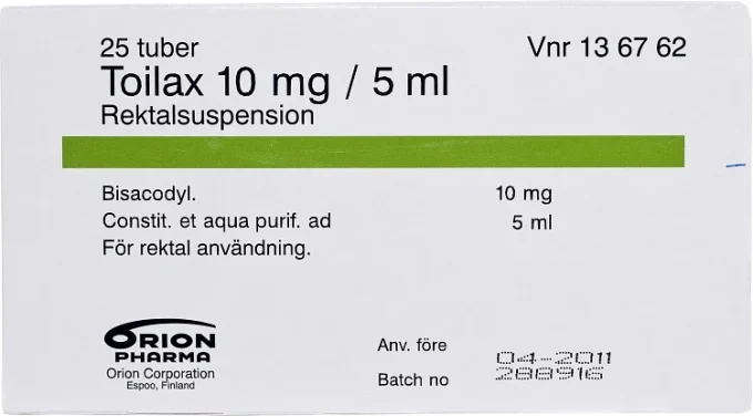 Toilax rektalsuspension 10 mg/5 ml tub 25 x 5 ml Toilax