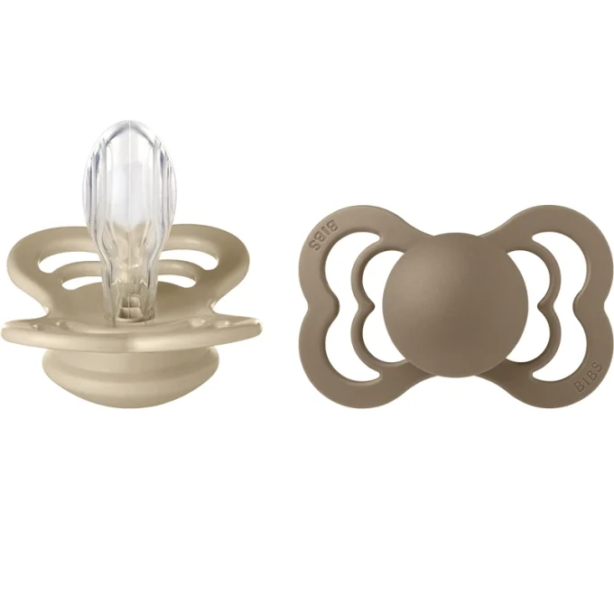 BIBS Supreme Silicone Vanilla/Dark Oak 2-pack Size 2 Bibs