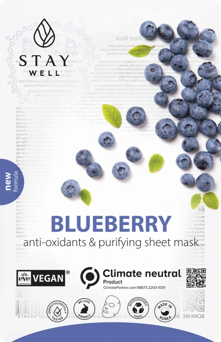 Stay Well Vegan Sheet Mask Blueberry 1 st Stay Well