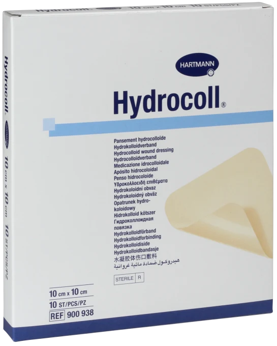Hydrocoll Självhäftande hydrokolloid-förband, täckt med en sermipermeabel polyuretan-film 10x10 cm 10st 