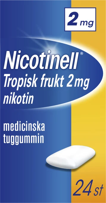 Nicotinell Tropisk frukt medicinskt tuggummi 2 mg 24 st Nicotinell