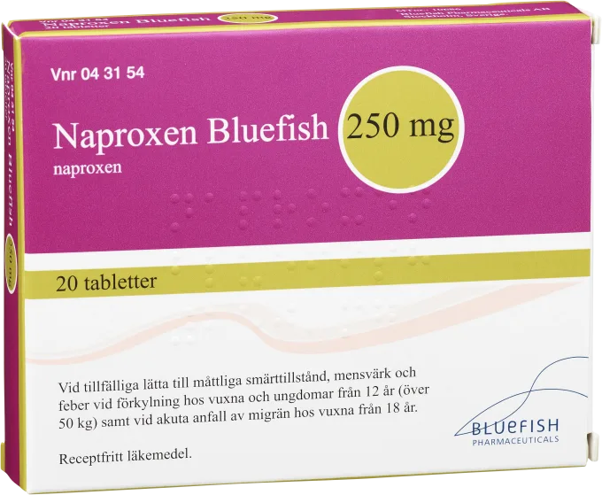 Naproxen Bluefish 250mg, 20tabletter Bluefish