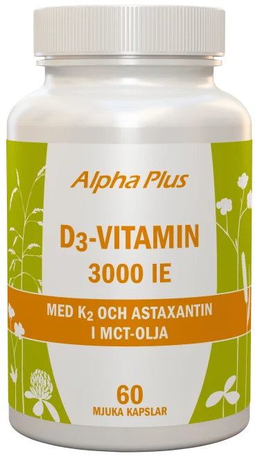 Alpha Plus D3-Vitamin 3000 IE med K2 60 kapslar Alpha Plus