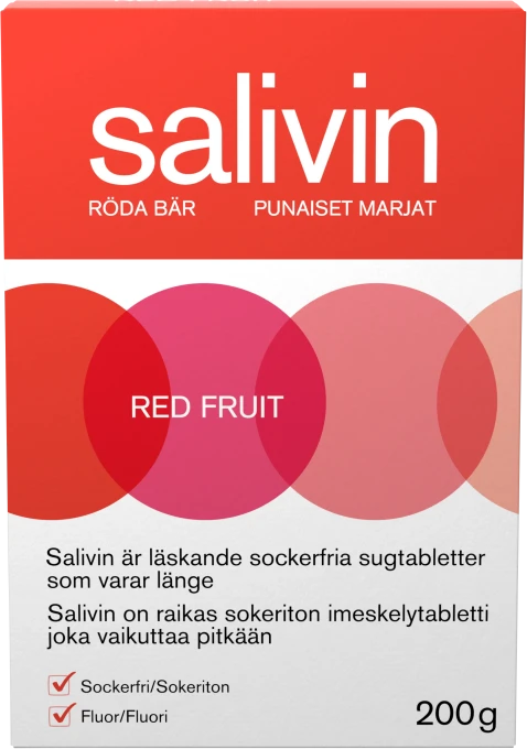 Salivin Red Fruit Sugtablett vid muntorrhet 200 g Salivin