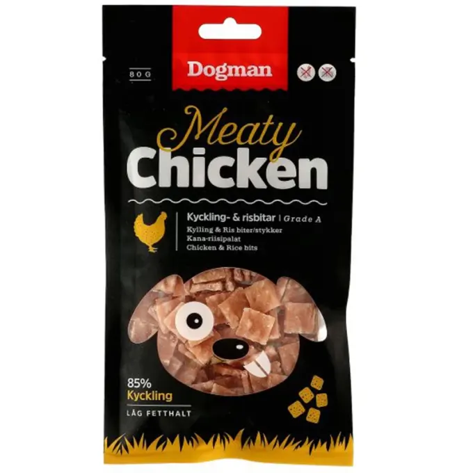 Dogman Kyckling och Risbitar 80 g Dogman