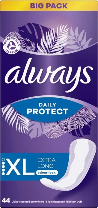 Always Dailies Long Plus Extra Protect Trosskydd Med Mild Doft 44 st Always