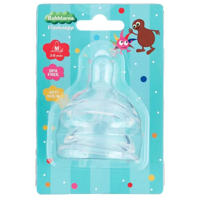 Babblarna Flasknapp 3-6 månader Medium 2-pack Babblarna