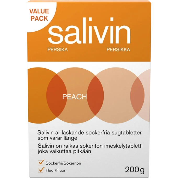 Salivin Sugtabletter Peach 200 g Salivin