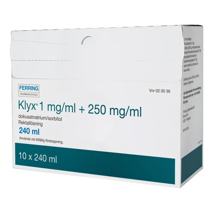 Klyx rektallösning 1 mg/ml + 250 mg/ml 10 x 240 ml Klyx