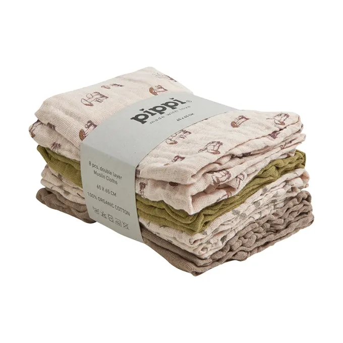 Pippi Organic Cloth Muslin Sheer Bliss 8-pack Pippi