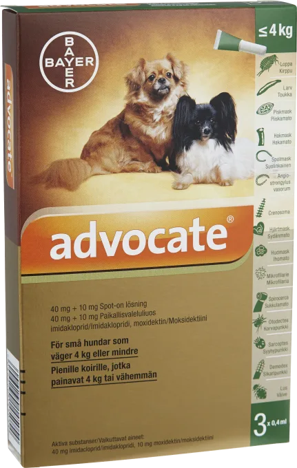 Advocate® för små hundar Spot-on, lösning 40mg/10mg Dospipett, 3st (0,4ml) 