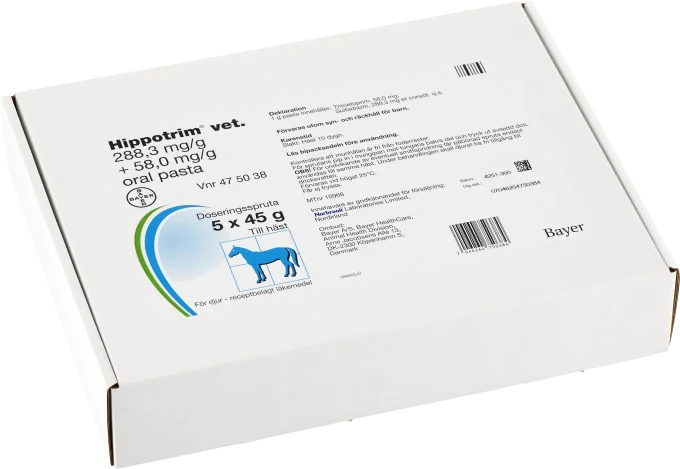 Hippotrim® vet. Oral pasta 288,3mg/g+58,0mg/g Plastsprutor 5x45g 