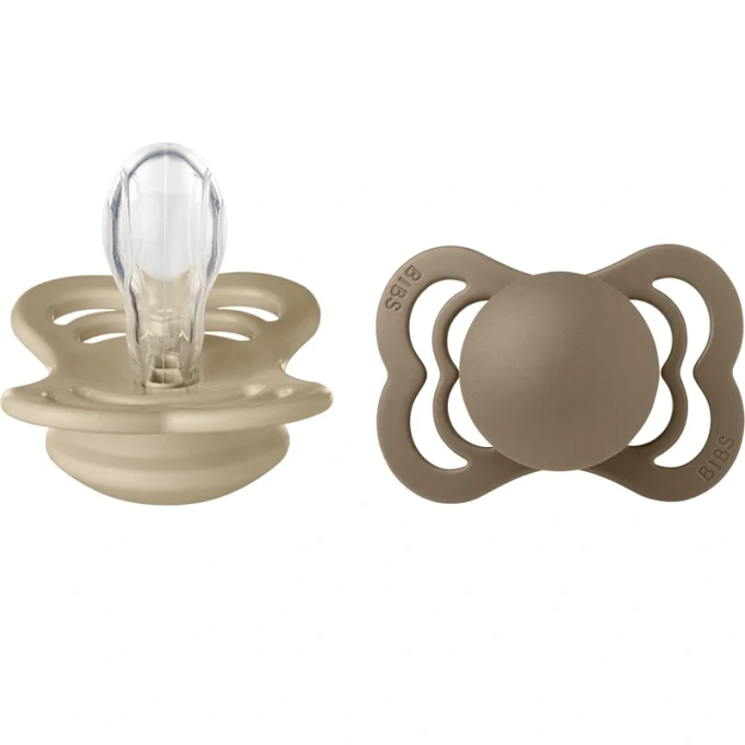 BIBS Supreme Silicone Vanilla/Dark Oak 2-pack Size 1 Bibs