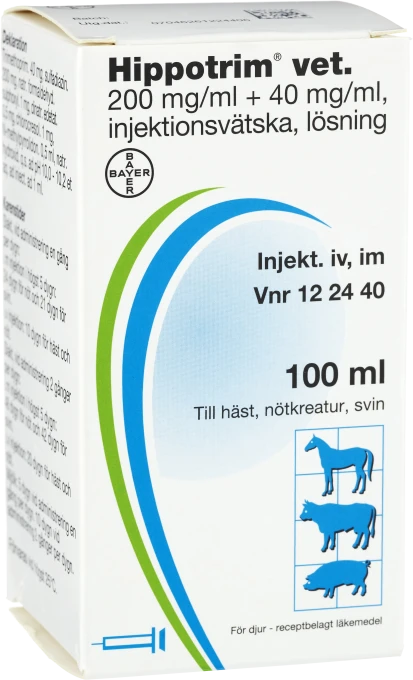 Hippotrim® vet. Injektionsvätska, lösning 200mg/ml+40mg/ml Injektionsflaska 100ml 