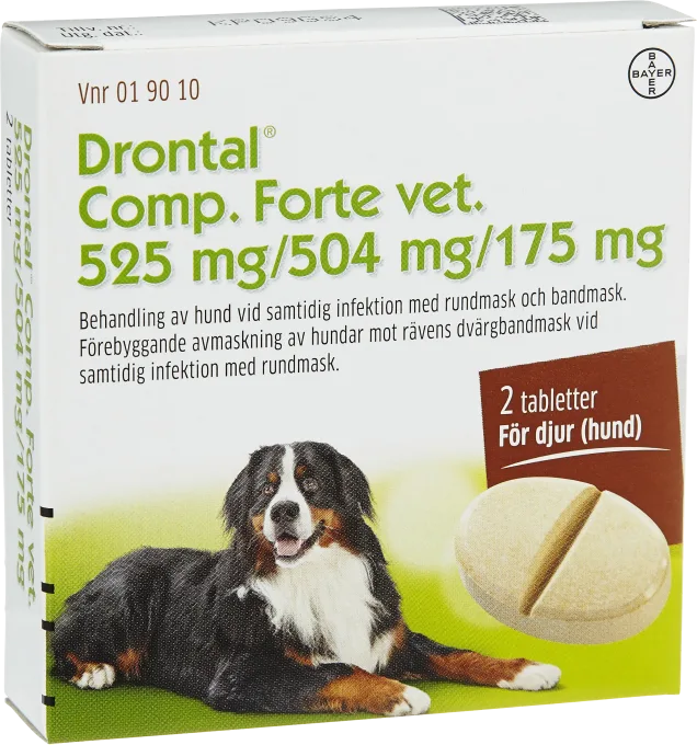 Drontal Comp. Forte vet. tablett 525 mg/504 mg/175 mg 2 st Drontal