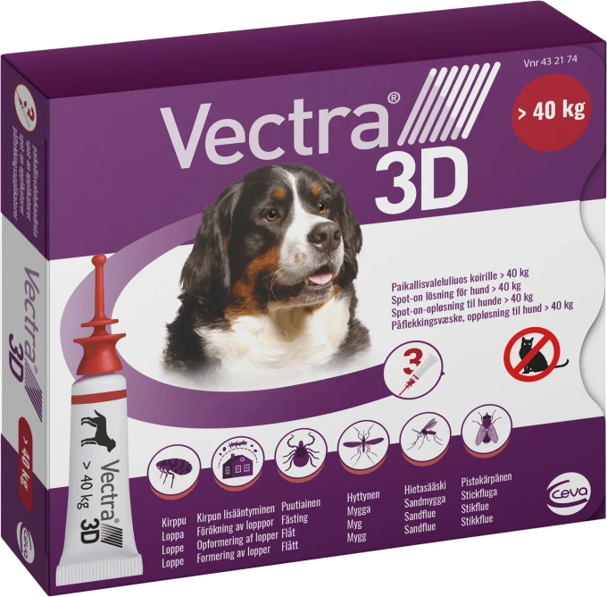 Vectra 3D för hund >40 kg Spot-on lösning Pipett, 3st (3x8ml) Vectra 3D