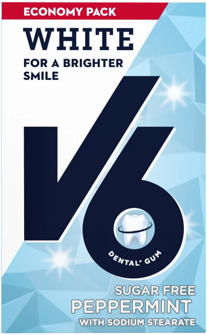 V6 White Peppermint tuggummi 72 g V6