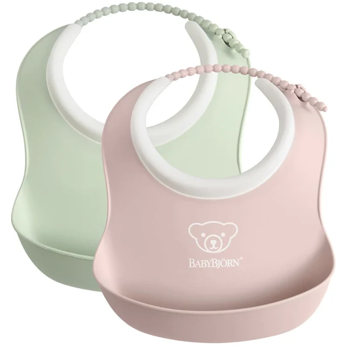 BabyBjörn Liten Haklapp Blekgrön/Blekrosa 2-pack Babybjörn