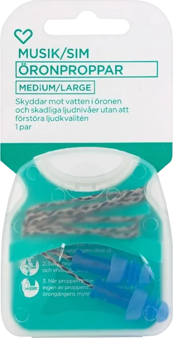 Hjärtats musik- och simpropp medium/large 1 par Hjärtats