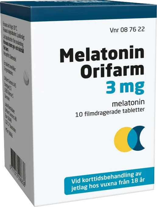 Melatonin Orifarm Filmdragerad tablett 3mg Burk, 10 tabletter Orifarm