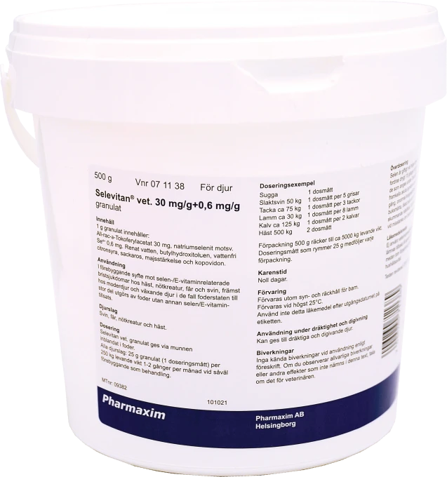 Selevitan® vet. Granulat 30mg/g+0,6mg/g Plastburk, 500g Selevitan