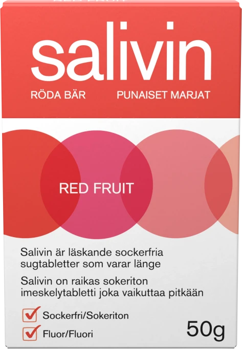 Salivin Red Fruit Sugtablett vid muntorrhet 50 g Salivin