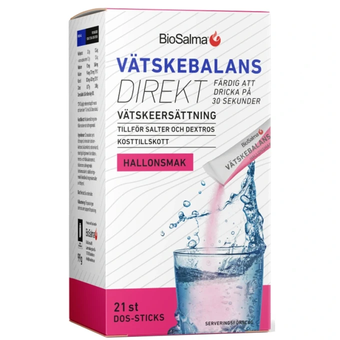 BioSalma Vätskebalans Direkt Hallon 21 sticks BioSalma