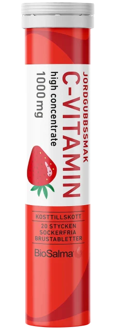BioSalma C-vitamin 1000 mg Jordgubb 20 brustabletter BioSalma