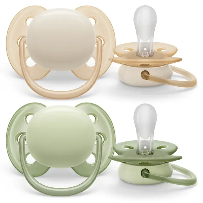 Philips Avent Ultra Soft Napp 0-6 mån Grön/Beige 2-pack Philips Avent