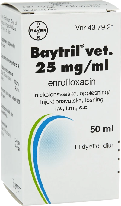 Baytril® vet. Injektionsvätska, lösning 25mg/ml Injektionsflaska, 50ml 