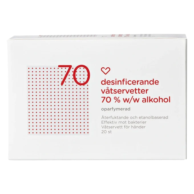 Hjärtats desinficerande våtservetter 70% oparf 20 st Hjärtats