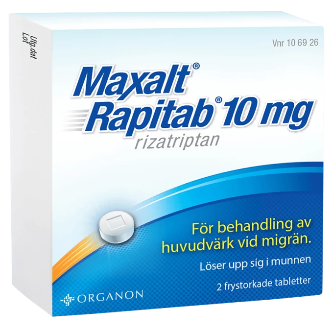 Maxalt® Rapitab® Frystorkad tablett 10mg Blister, 2 tabletter Maxalt