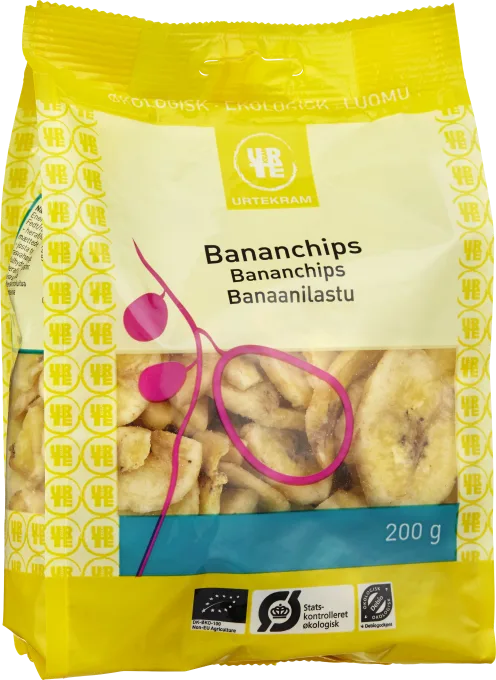 Urtekram Bananchips Eko 200 g Urtekram