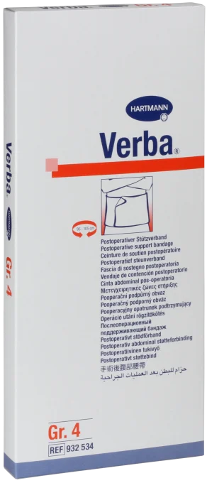 Verba För stomiopererade. 25 cm brett, med kardborrband. nr 4, omkrets 95-105 cm 1st 